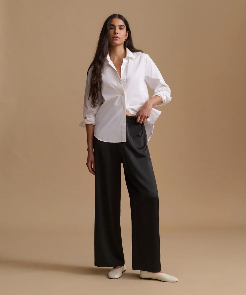 Jenni Kayne Black Demi Pant High Rise Wide Leg Elastic Trouser Pants Size Large